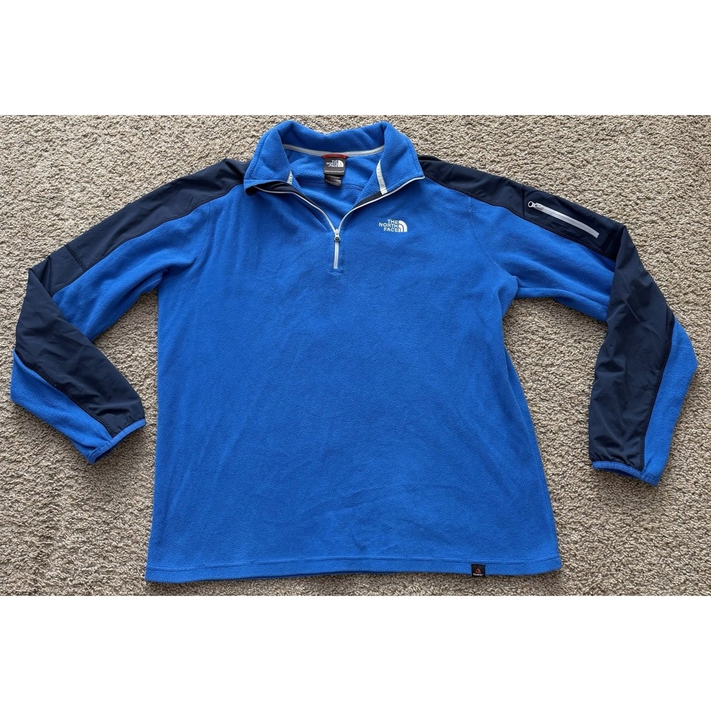 Men's The North Face 1/4 Zip‎ Pullover Fleece Sweatshirt Blue Size Large